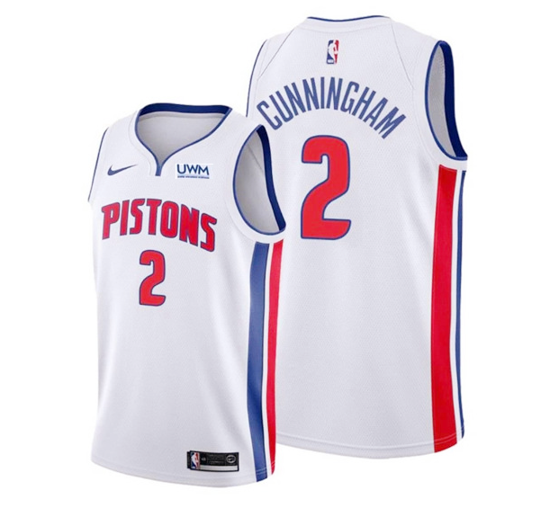 Men's Detroit Pistons #2 Cade Cunningham White Stitched Jersey Men's Detroit Pistons #2 Cade Cunningham White Stitched Jersey